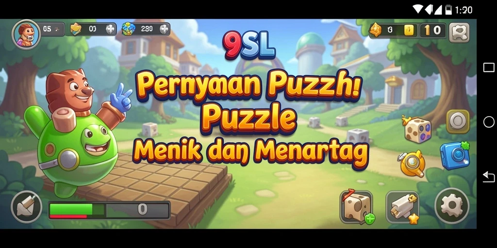 Tangkapan layar utama gameplay 9SL yang menunjukkan teka-teki menantang.