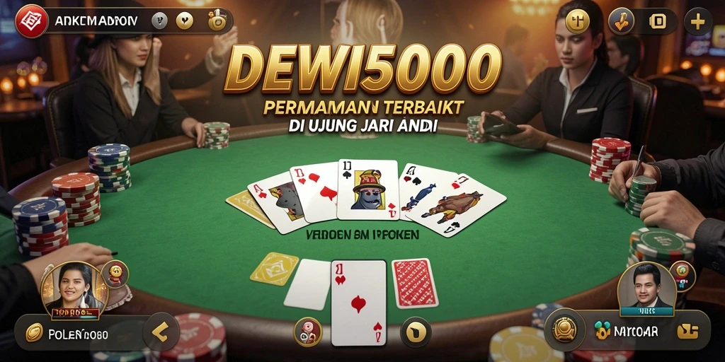 Screenshot DEWI5000 menunjukkan aksi seru dalam permainan Poker.